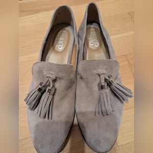 Franco Sarto Elegant Beige Suede Tassel Loafers